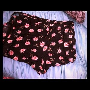 Black Floral printed Skort